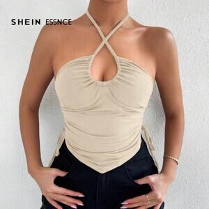 Orange halter neck crop top